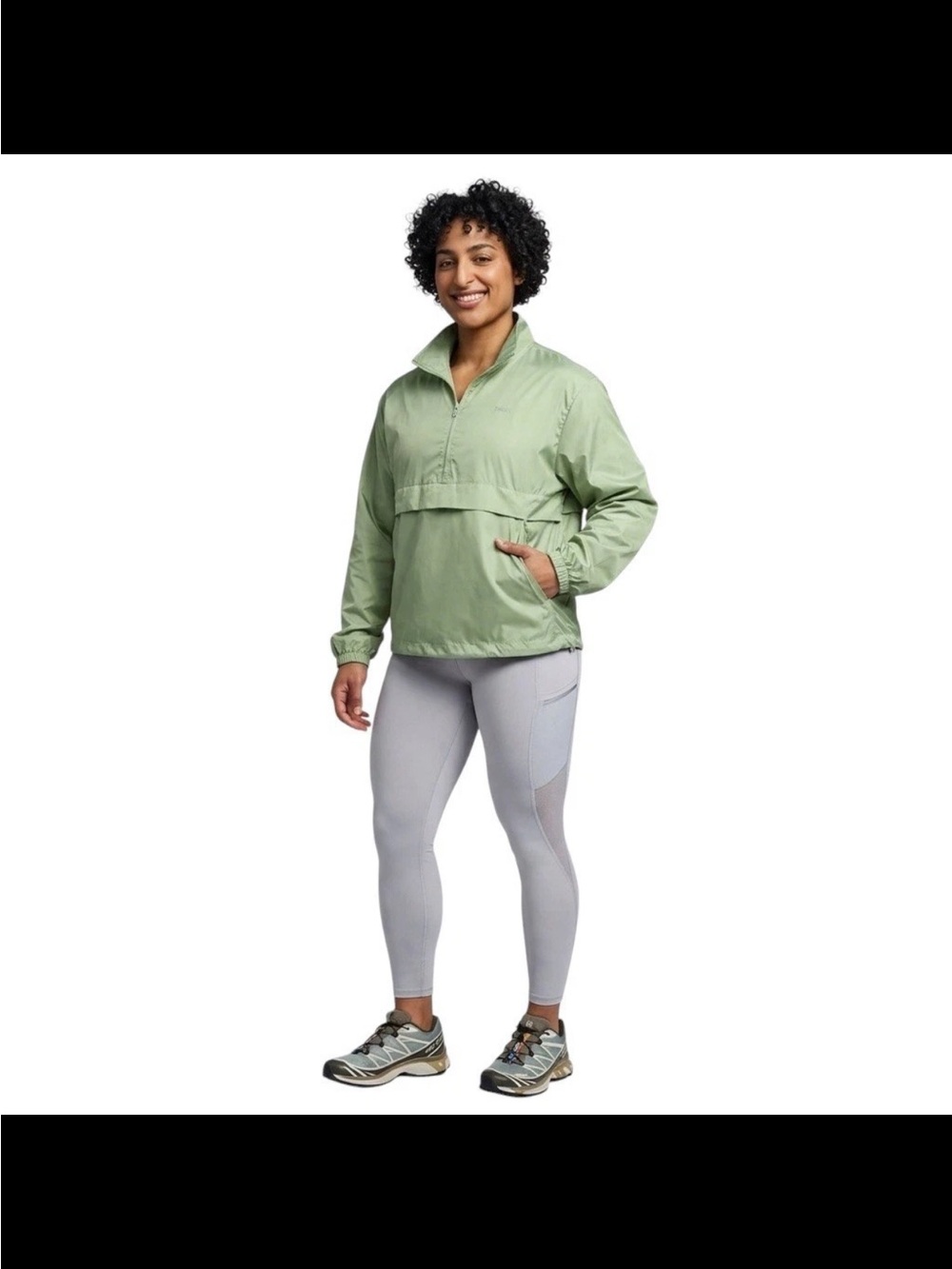 Bala Half Zip Windbreaker Jacket L/XL Sage Green Lightweight Mesh Lined